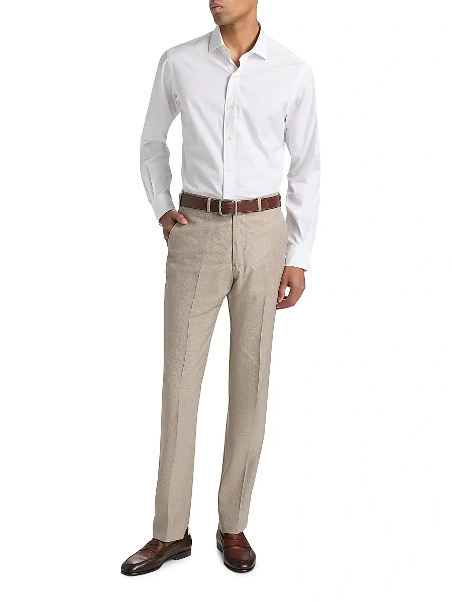 Emporio Armani Men's Textured Virgin Wool Trousers | Thumbnail 2 Emporio Armani Men's Textured Virgin Wool Trousers | Thumbnail 2