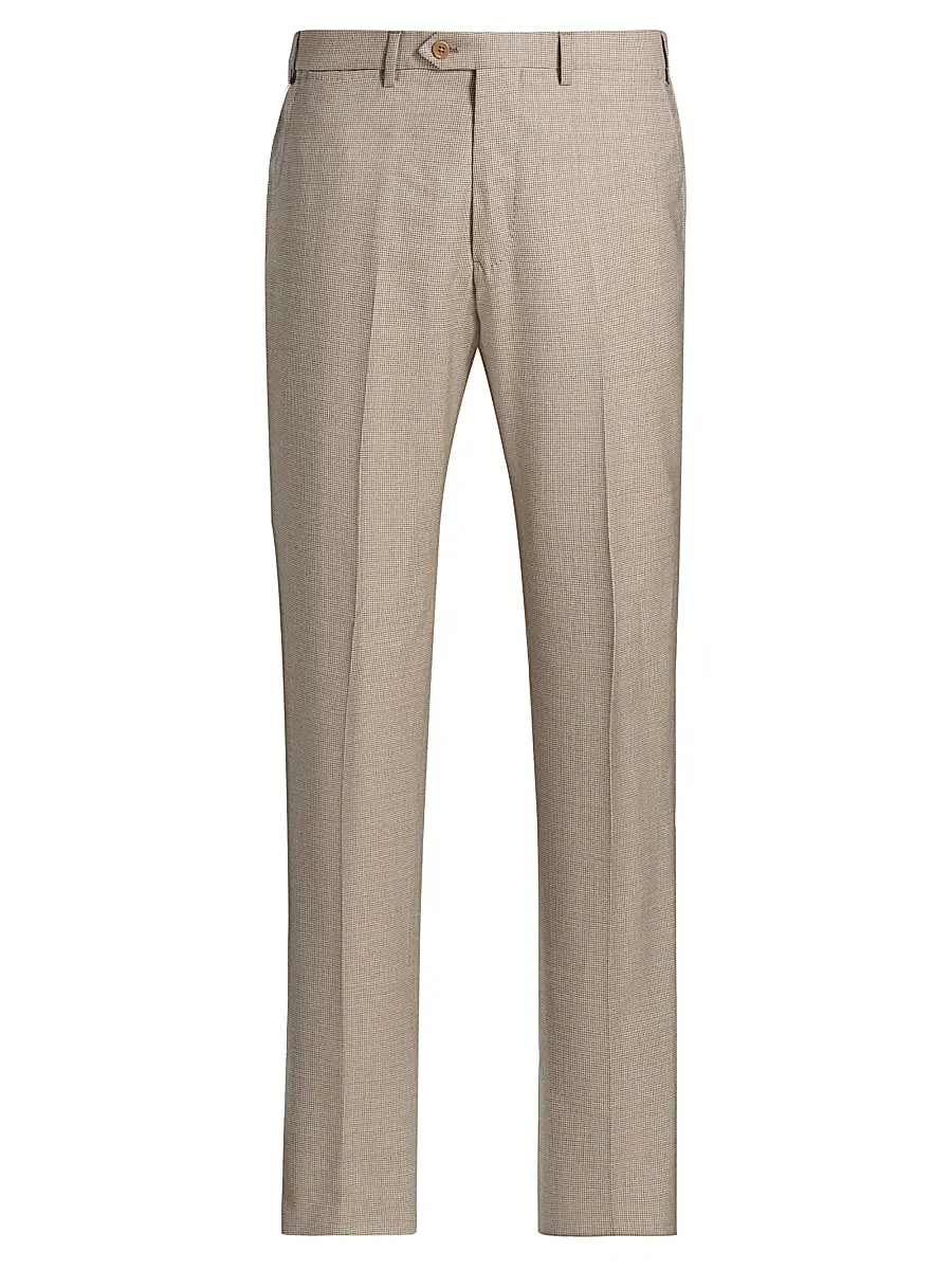 Emporio Armani Men's Textured Virgin Wool Trousers - Tan - Size 36 | Image 1 Emporio Armani Men's Textured Virgin Wool Trousers - Tan - Size 36 | Image 1