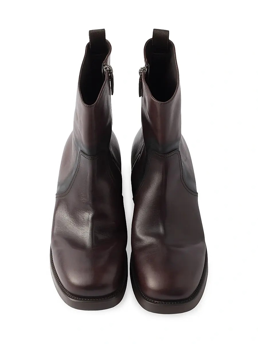 Prada Women's Leather Mid-Calf Boots - Brown | Thumbnail 2 Prada Women's Leather Mid-Calf Boots - Brown | Thumbnail 2
