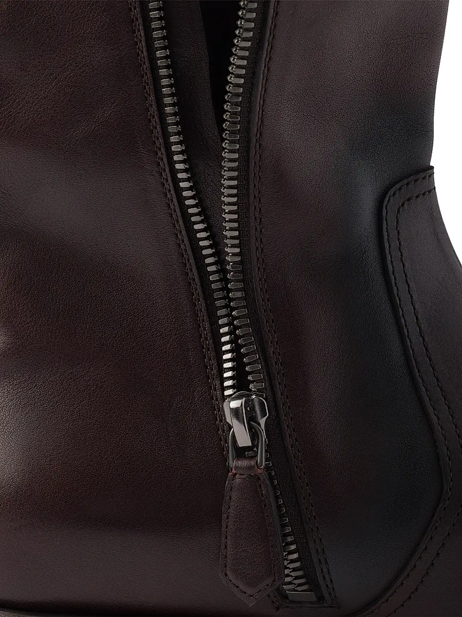 Prada Women's Leather Mid-Calf Boots - Brown | Thumbnail 5 Prada Women's Leather Mid-Calf Boots - Brown | Thumbnail 5