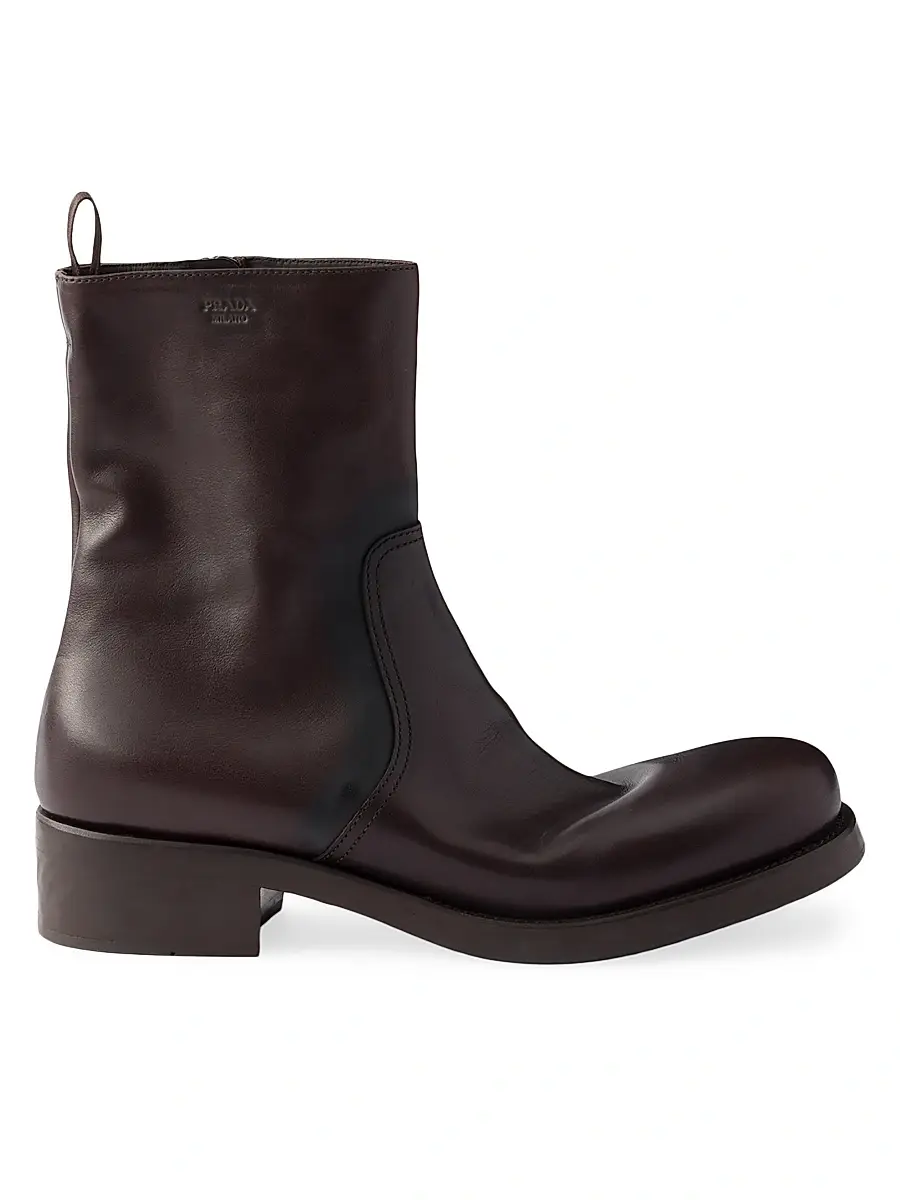 Prada Women's Leather Mid-Calf Boots - Brown | Image 1 Prada Women's Leather Mid-Calf Boots - Brown | Image 1