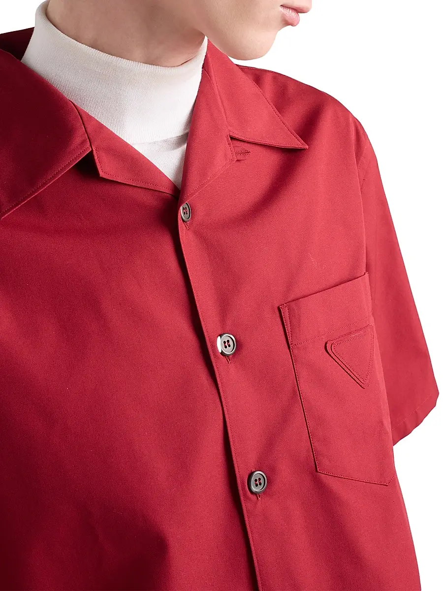 Prada Men's Cotton Blend Bowling Shirt - Red | Thumbnail 5 Prada Men's Cotton Blend Bowling Shirt - Red | Thumbnail 5