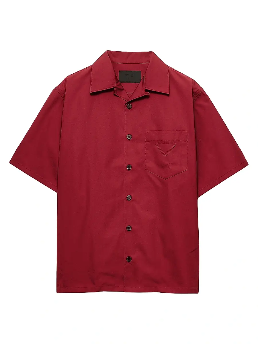 Men's Cotton Blend Bowling Shirt - Red Men's Cotton Blend Bowling Shirt - Red