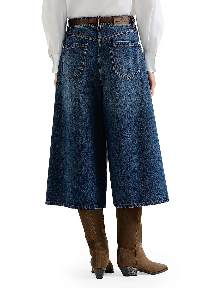 Brunello Cucinelli Women's Authentic Denim Baggy Cropped Jeans with Monili - Denim | Thumbnail 3 Brunello Cucinelli Women's Authentic Denim Baggy Cropped Jeans with Monili - Denim | Thumbnail 3