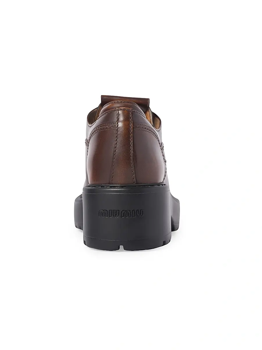 Miu Miu Women's Laced Fume Leather Loafers | Thumbnail 3 Miu Miu Women's Laced Fume Leather Loafers | Thumbnail 3