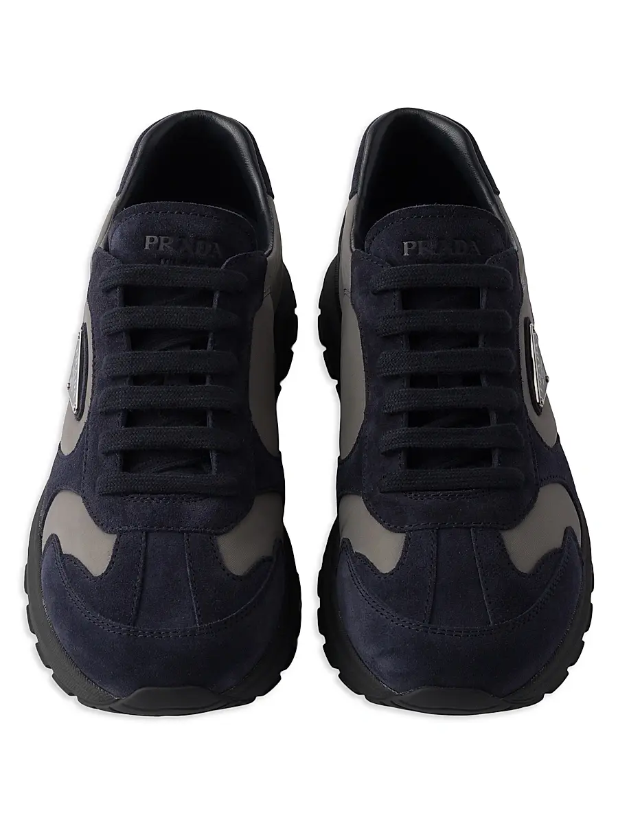 Prada Women's Suede and Re-Nylon Sneakers - Blue | Thumbnail 2 Prada Women's Suede and Re-Nylon Sneakers - Blue | Thumbnail 2