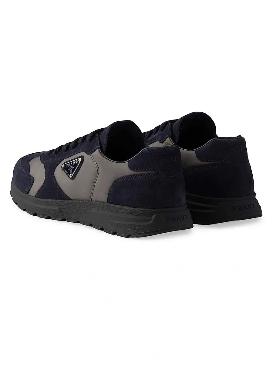 Prada Women's Suede and Re-Nylon Sneakers - Blue | Thumbnail 3 Prada Women's Suede and Re-Nylon Sneakers - Blue | Thumbnail 3