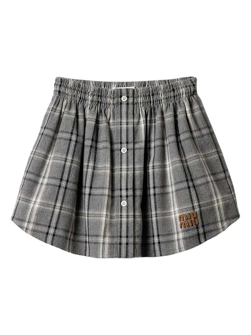 Miu Miu Women's Checked Flannel Mini Skirt