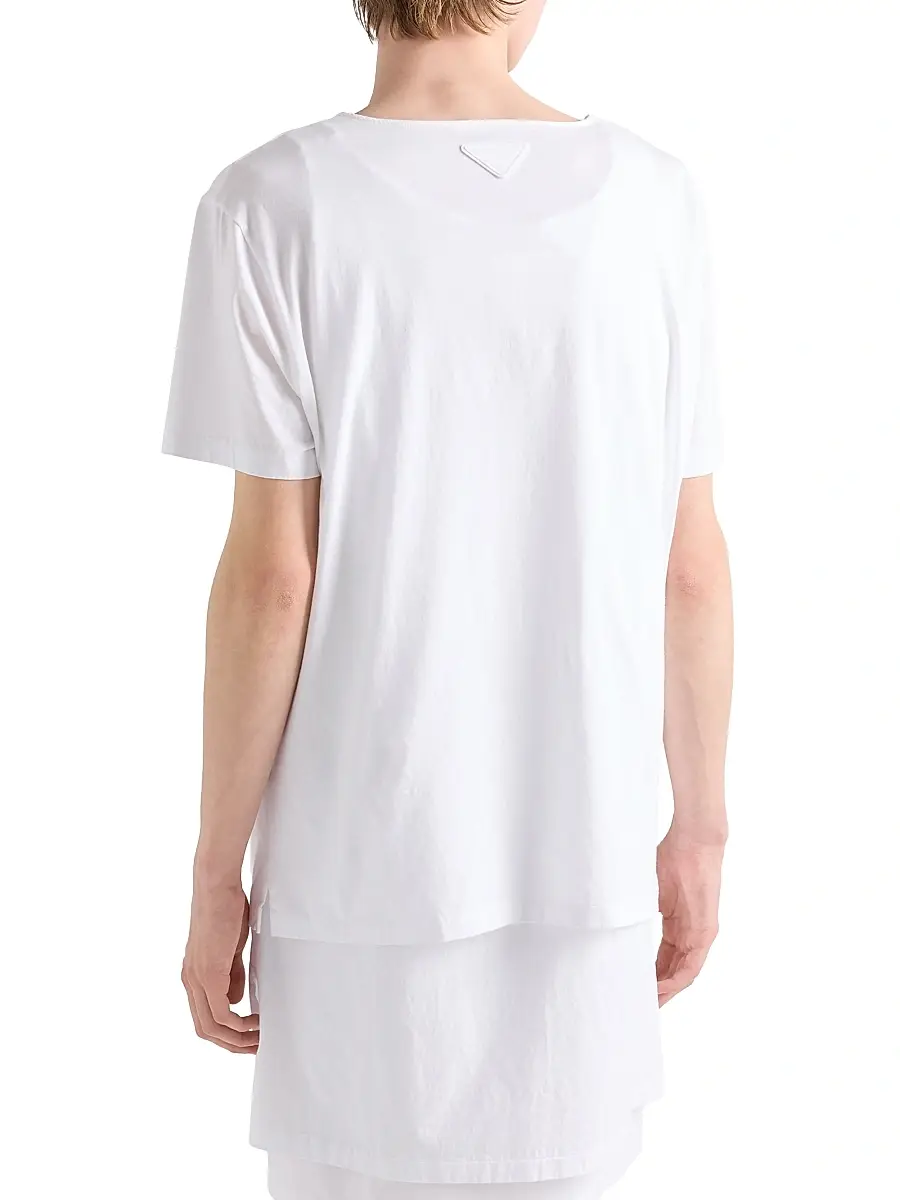 Prada Men's Printed Cotton T-Shirt - White | Thumbnail 3