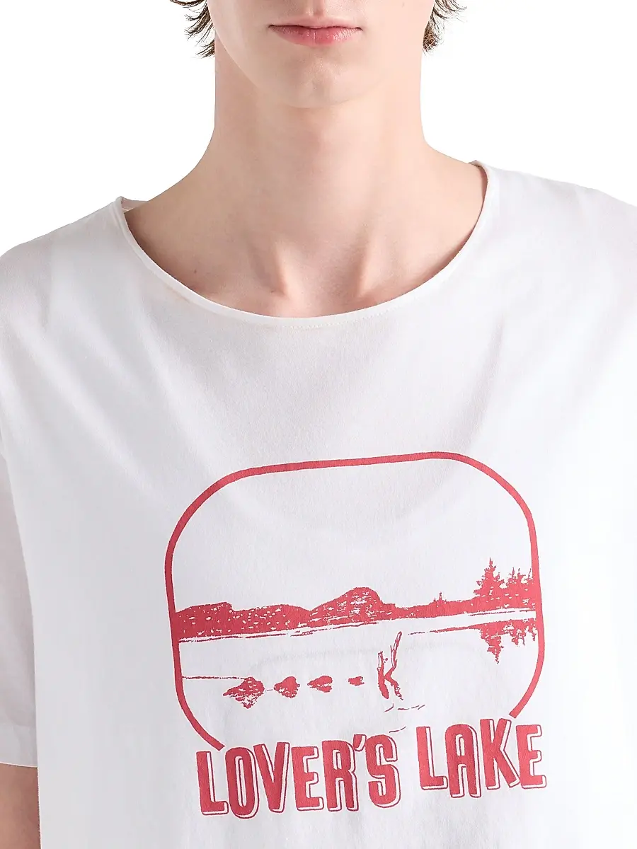 Prada Men's Printed Cotton T-Shirt - White | Thumbnail 5