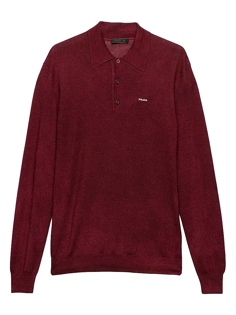 Men's Wool and Silk Polo Sweater
