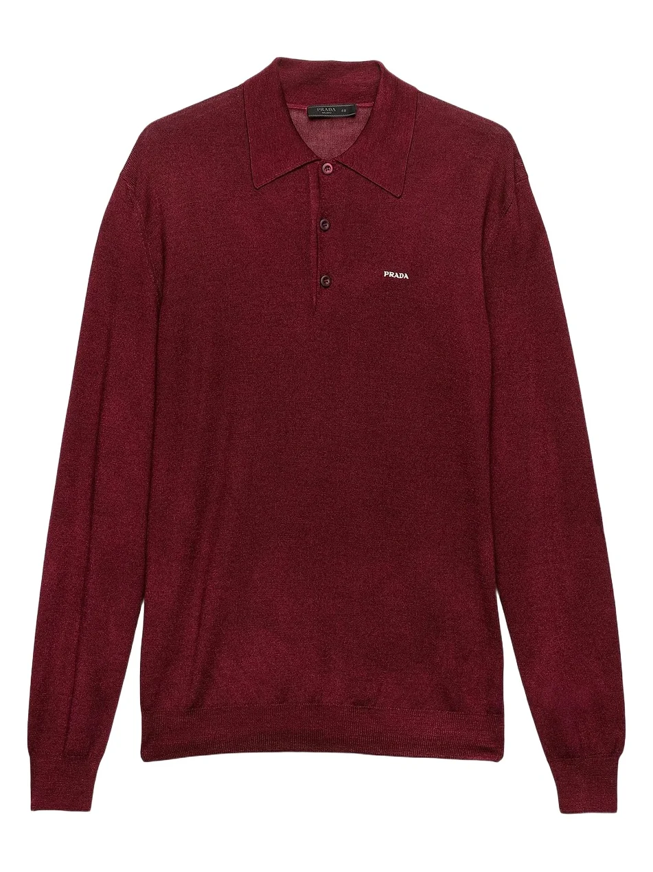 Prada Men's Wool and Silk Polo Sweater