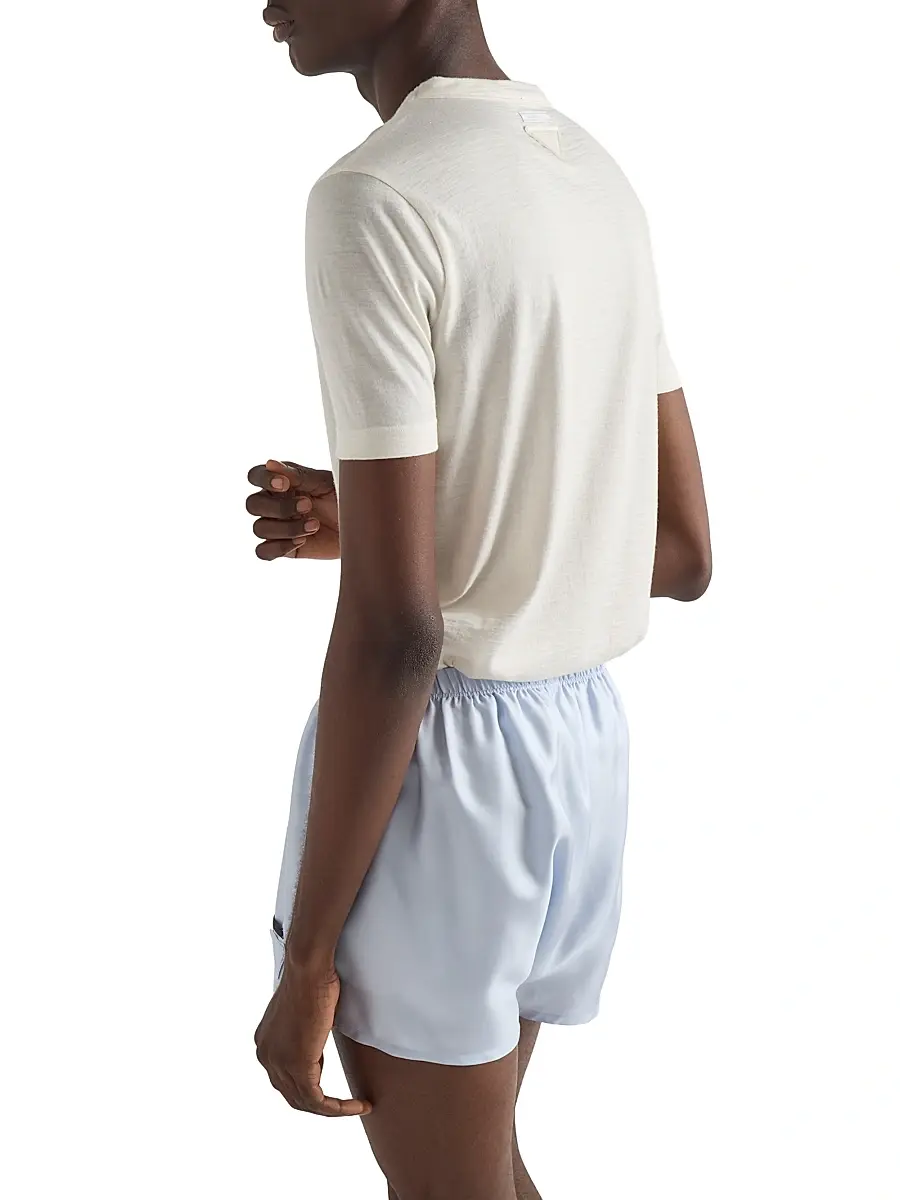 Prada Men's Cashmere and Silk T-Shirt - White | Thumbnail 3 Prada Men's Cashmere and Silk T-Shirt - White | Thumbnail 3