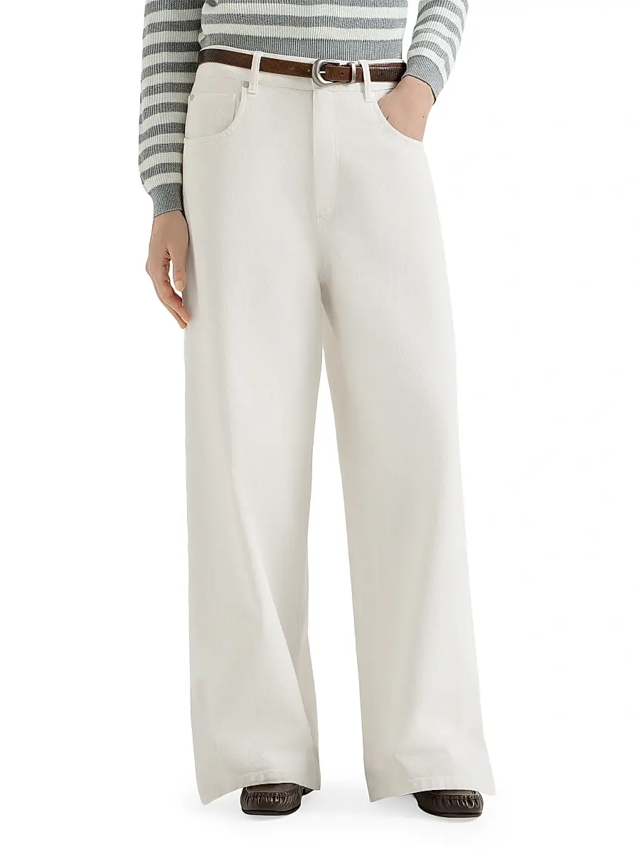 Brunello Cucinelli Women's Dyed Denim Relaxed Jeans with Monili - Panama | Thumbnail 2 Brunello Cucinelli Women's Dyed Denim Relaxed Jeans with Monili - Panama | Thumbnail 2