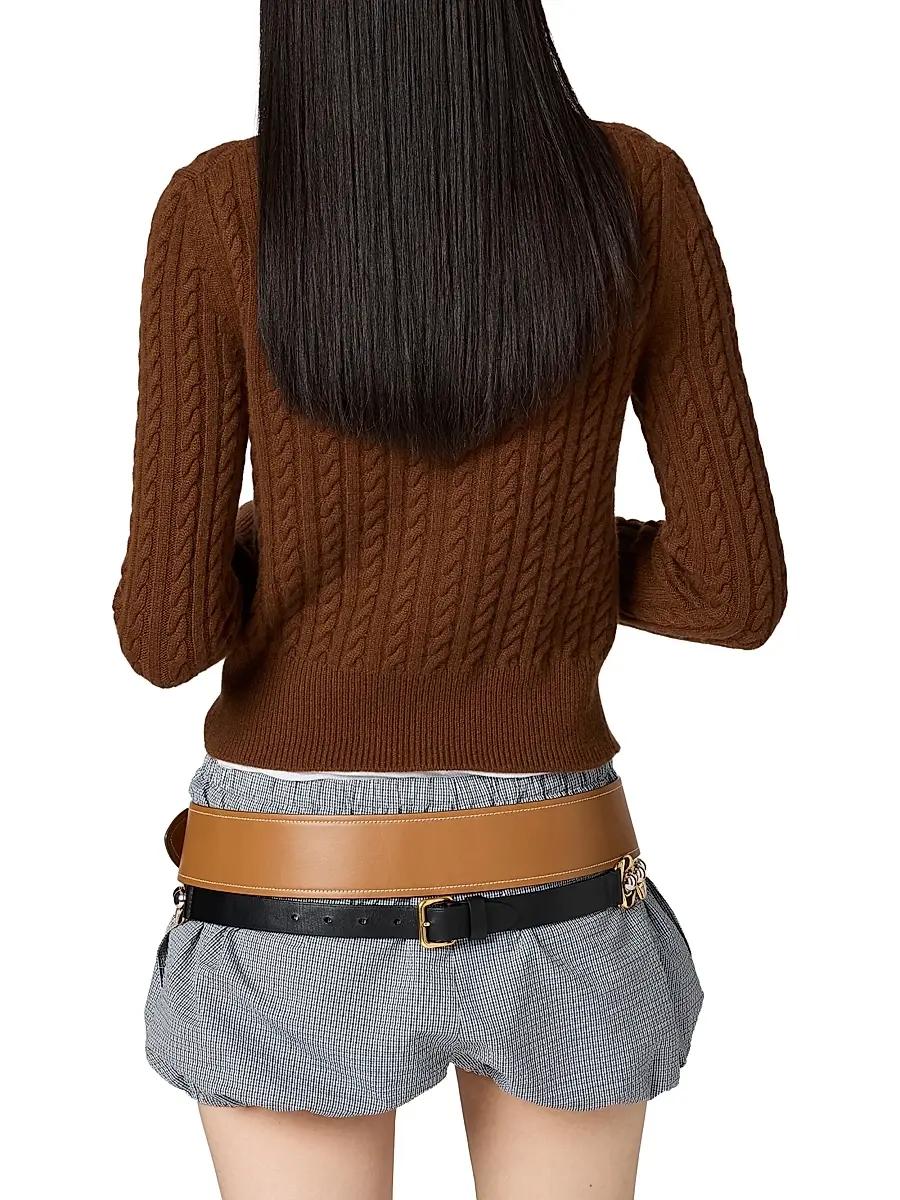 Miu Miu Women's Cable-Knit Cashmere Cardigan | Thumbnail 3 Miu Miu Women's Cable-Knit Cashmere Cardigan | Thumbnail 3
