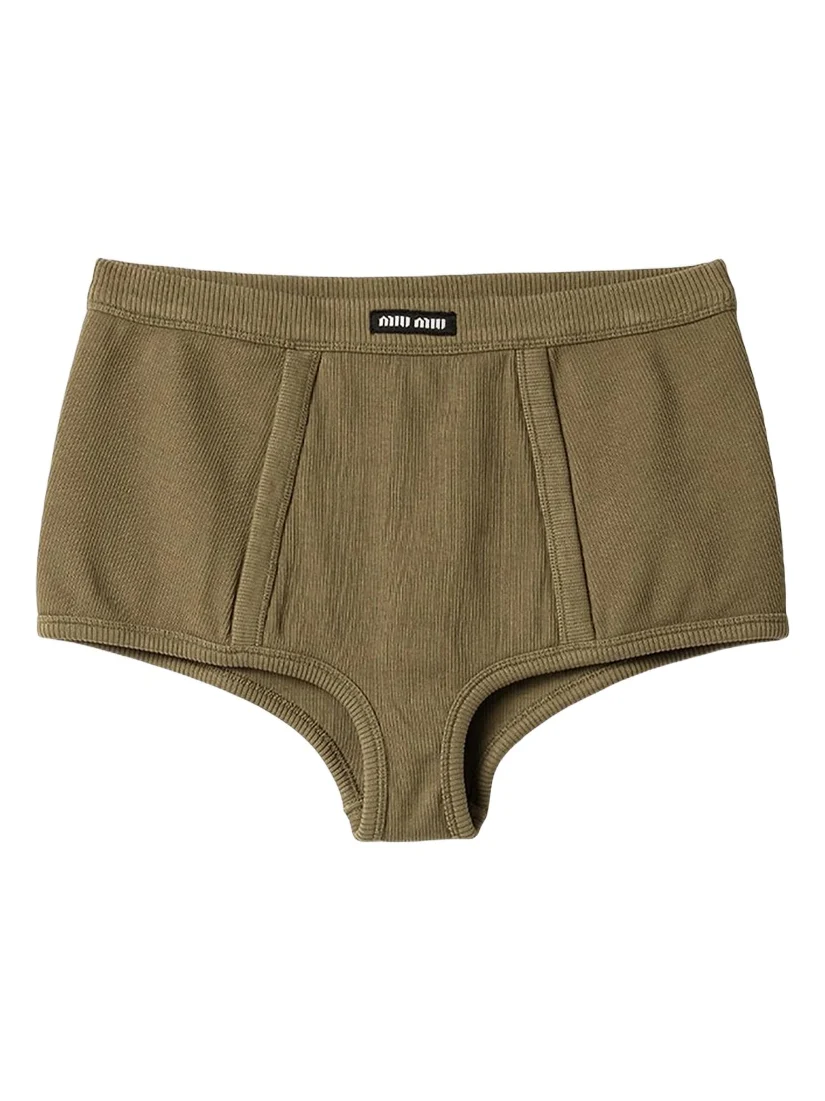 Miu Miu Women's Garment-Dyed Ribbed Boxer Shorts