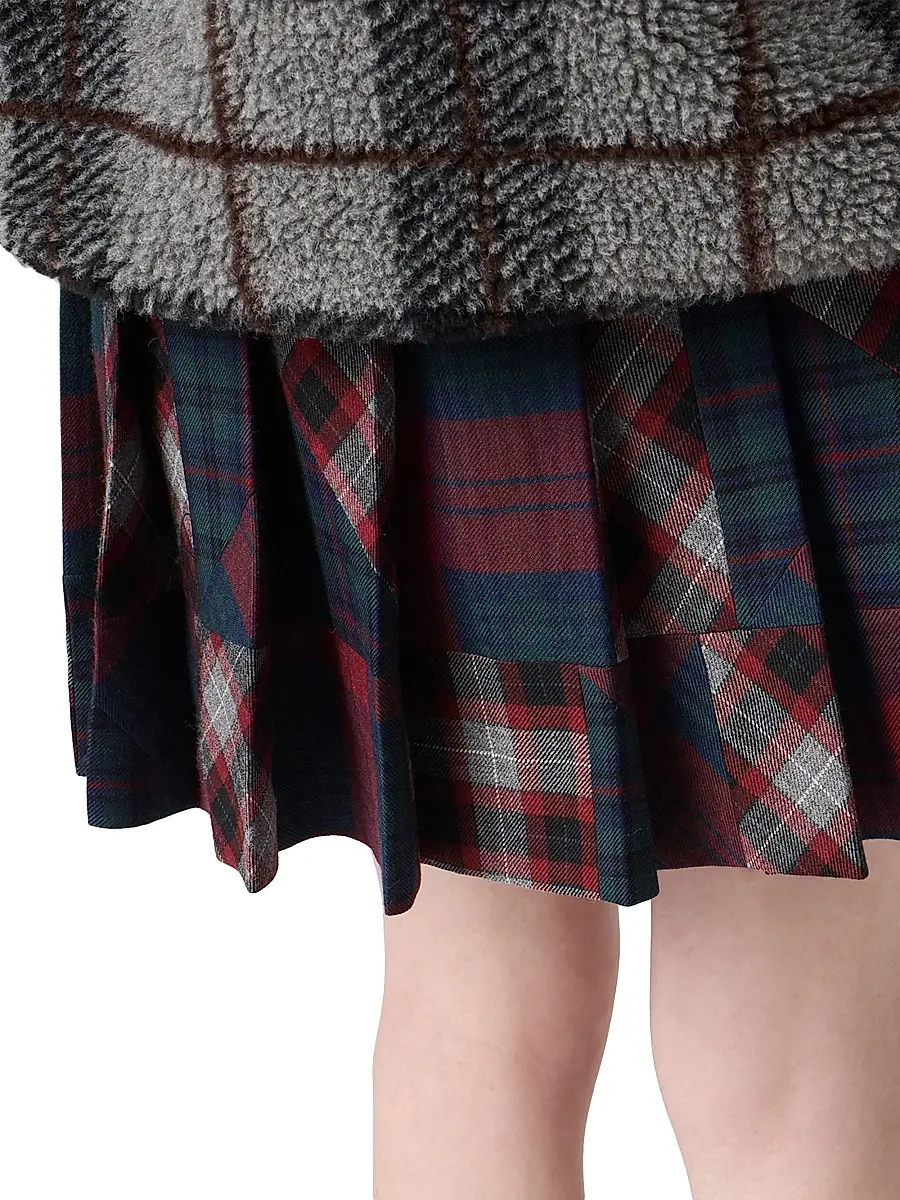 Miu Miu Women's Pleated Plaid Patchwork Miniskirt | Thumbnail 5