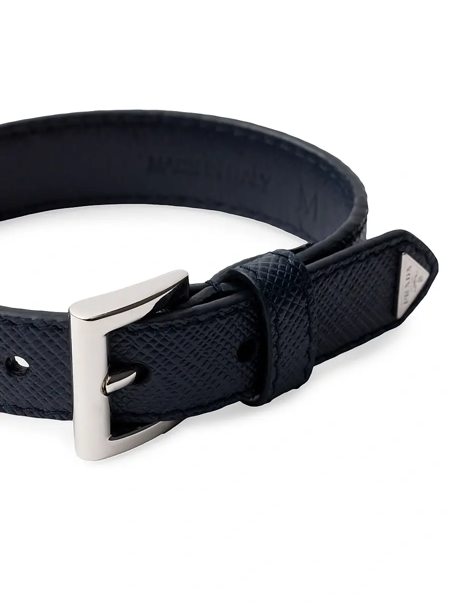 Prada Men's Saffiano Leather Bracelet - Blue | Thumbnail 2