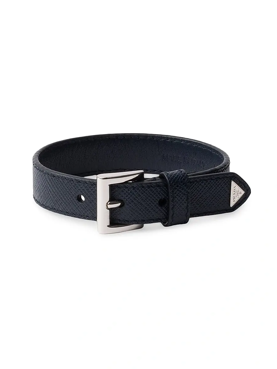 Prada Men's Saffiano Leather Bracelet - Blue | Image 1 Prada Men's Saffiano Leather Bracelet - Blue | Image 1