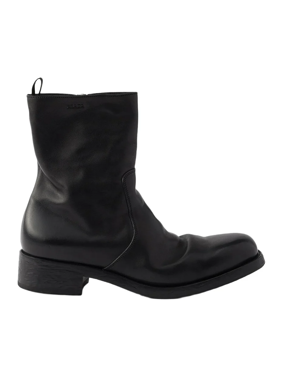 Prada Men's Leather Zipper Boots