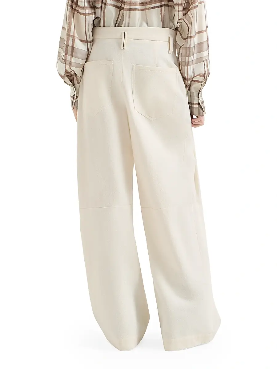 Brunello Cucinelli Women's Dyed Cotton and Wool Wrinkled Denim Five Pocket Baggy Jeans | Thumbnail 3 Brunello Cucinelli Women's Dyed Cotton and Wool Wrinkled Denim Five Pocket Baggy Jeans | Thumbnail 3