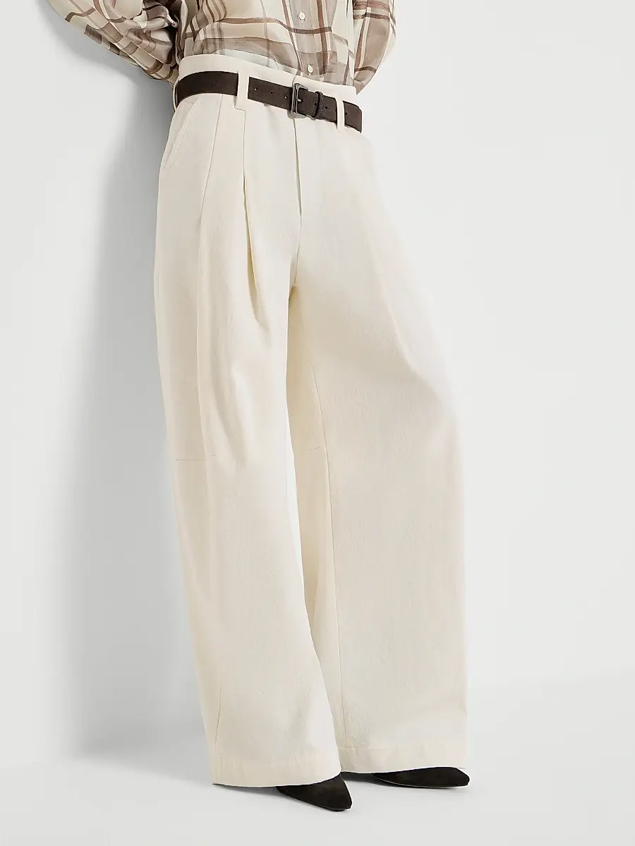 Brunello Cucinelli Women's Dyed Cotton and Wool Wrinkled Denim Five Pocket Baggy Jeans | Thumbnail 5 Brunello Cucinelli Women's Dyed Cotton and Wool Wrinkled Denim Five Pocket Baggy Jeans | Thumbnail 5