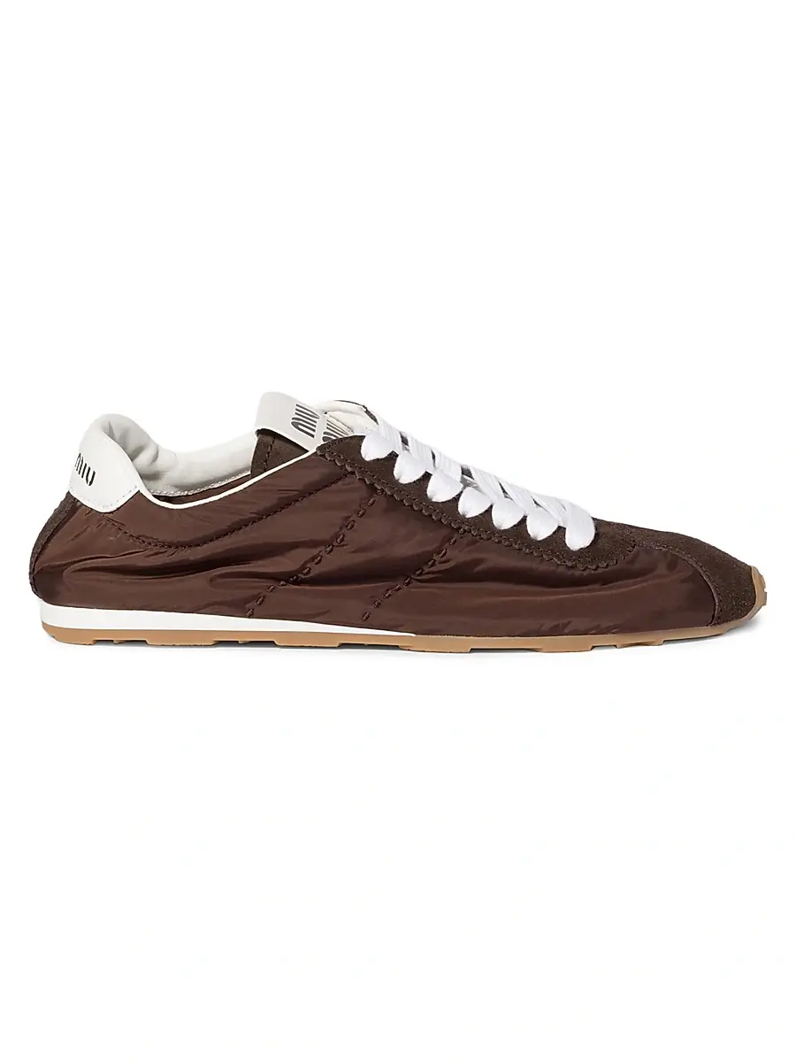Miu Miu Women's Plume Technical Fabric and Suede Sneakers | Image 1 Miu Miu Women's Plume Technical Fabric and Suede Sneakers | Image 1