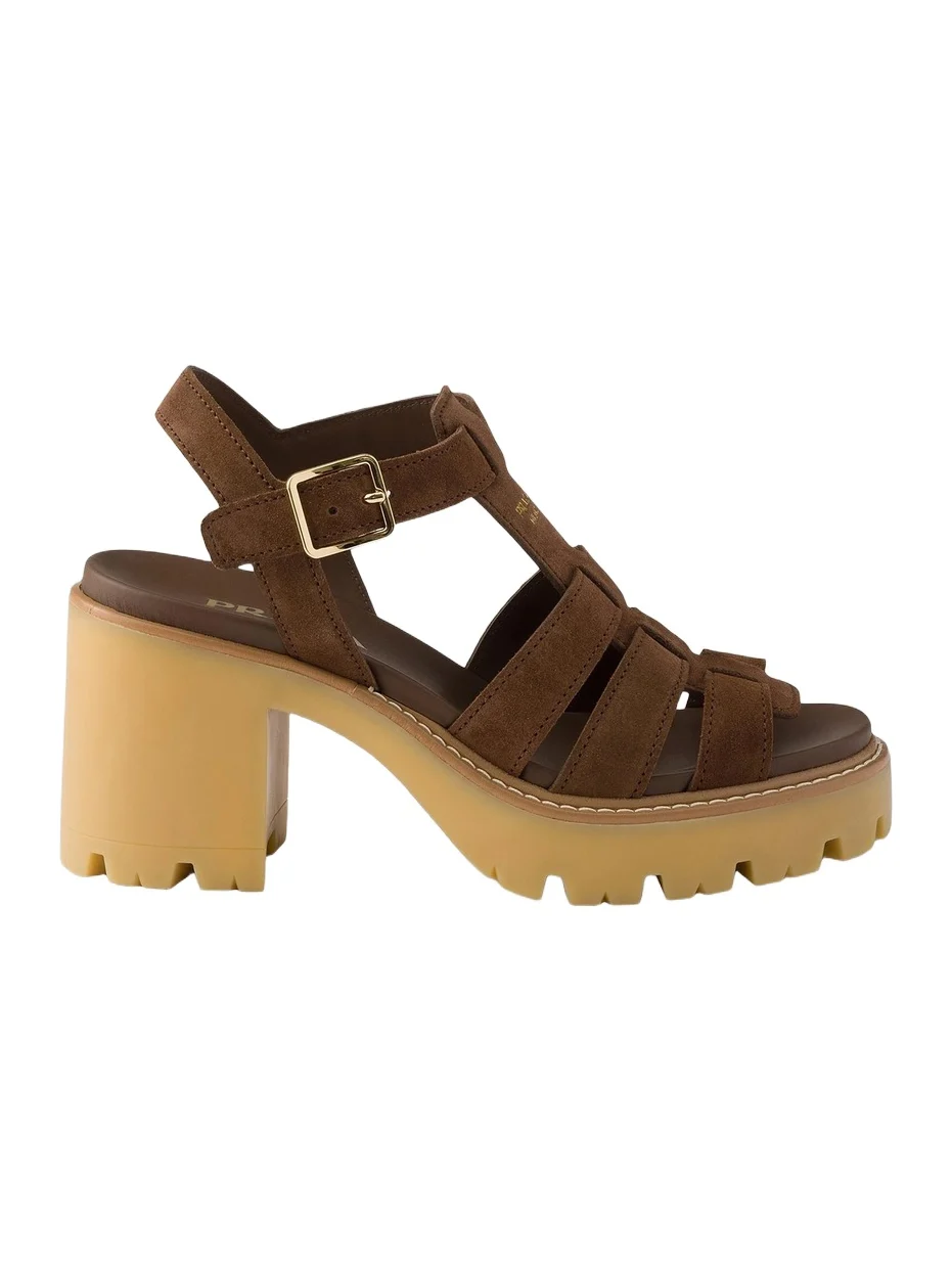 Prada Women's High-Heeled Suede Platform Sandals