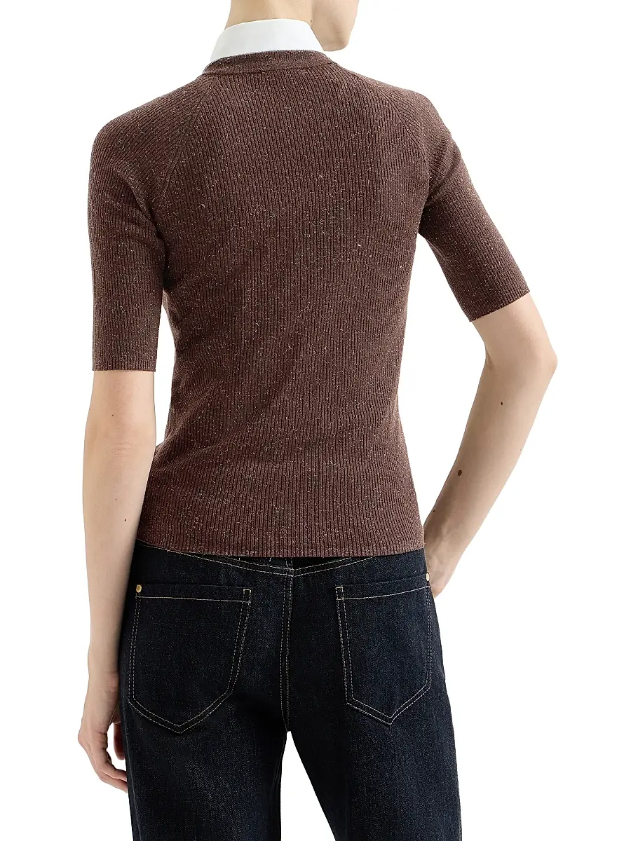 Brunello Cucinelli Women's Sparkling Cashmere Lightweight Rib Knit Sweater | Thumbnail 3 Brunello Cucinelli Women's Sparkling Cashmere Lightweight Rib Knit Sweater | Thumbnail 3