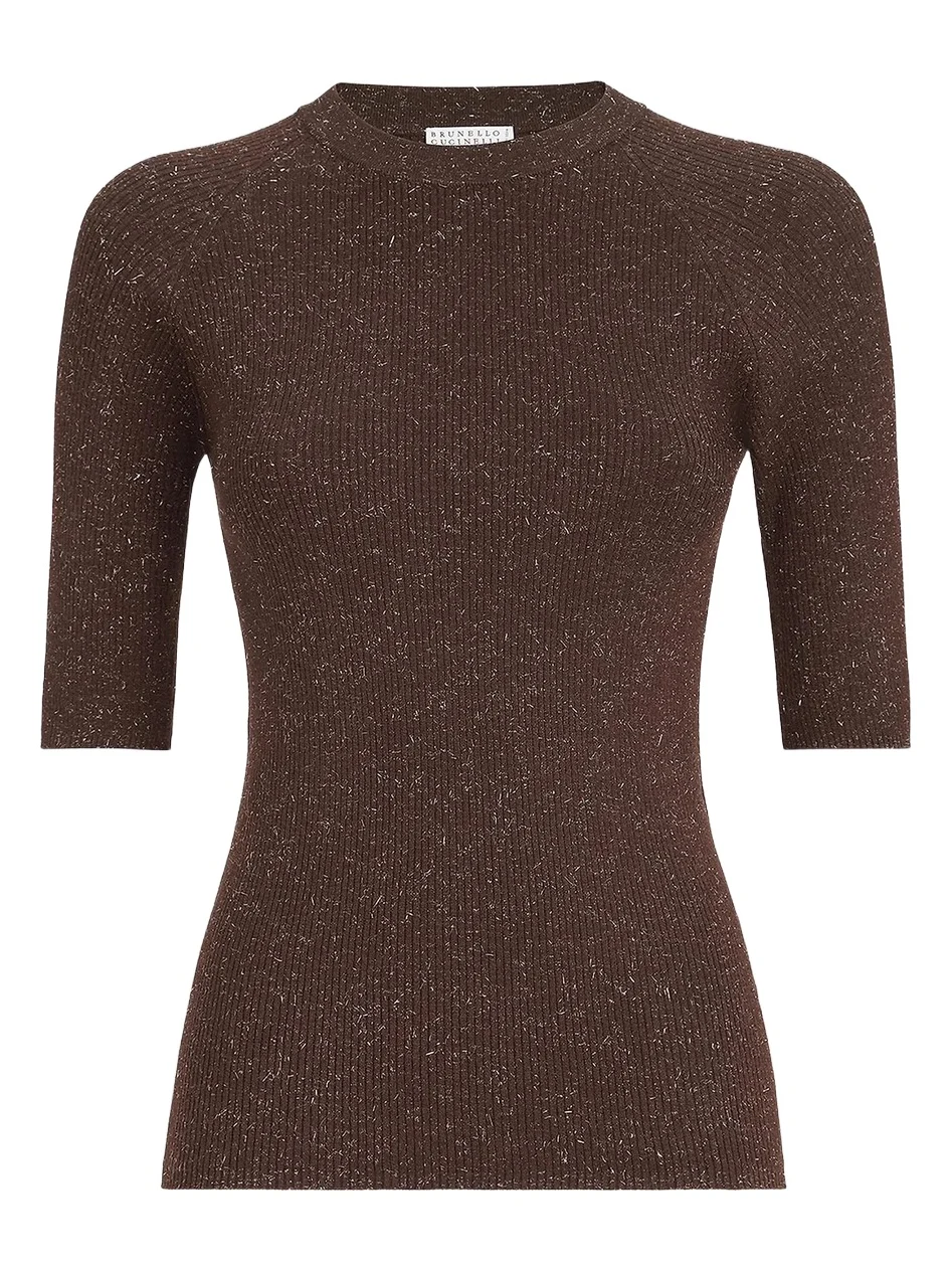 Brunello Cucinelli Women's Sparkling Cashmere Lightweight Rib Knit Sweater