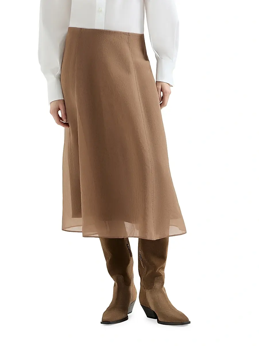 Brunello Cucinelli Women's Crispy Silk Circle Skirt | Thumbnail 2 Brunello Cucinelli Women's Crispy Silk Circle Skirt | Thumbnail 2