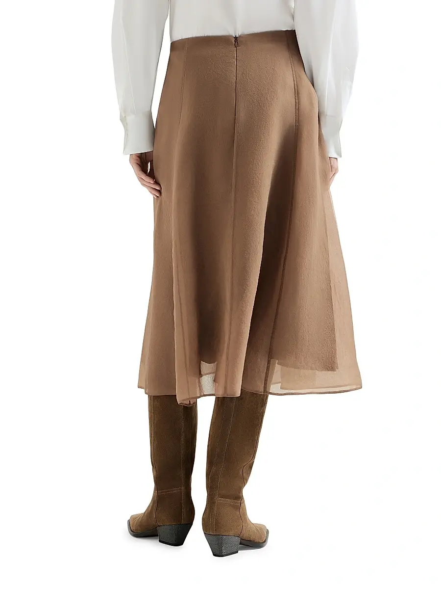 Brunello Cucinelli Women's Crispy Silk Circle Skirt | Thumbnail 3 Brunello Cucinelli Women's Crispy Silk Circle Skirt | Thumbnail 3