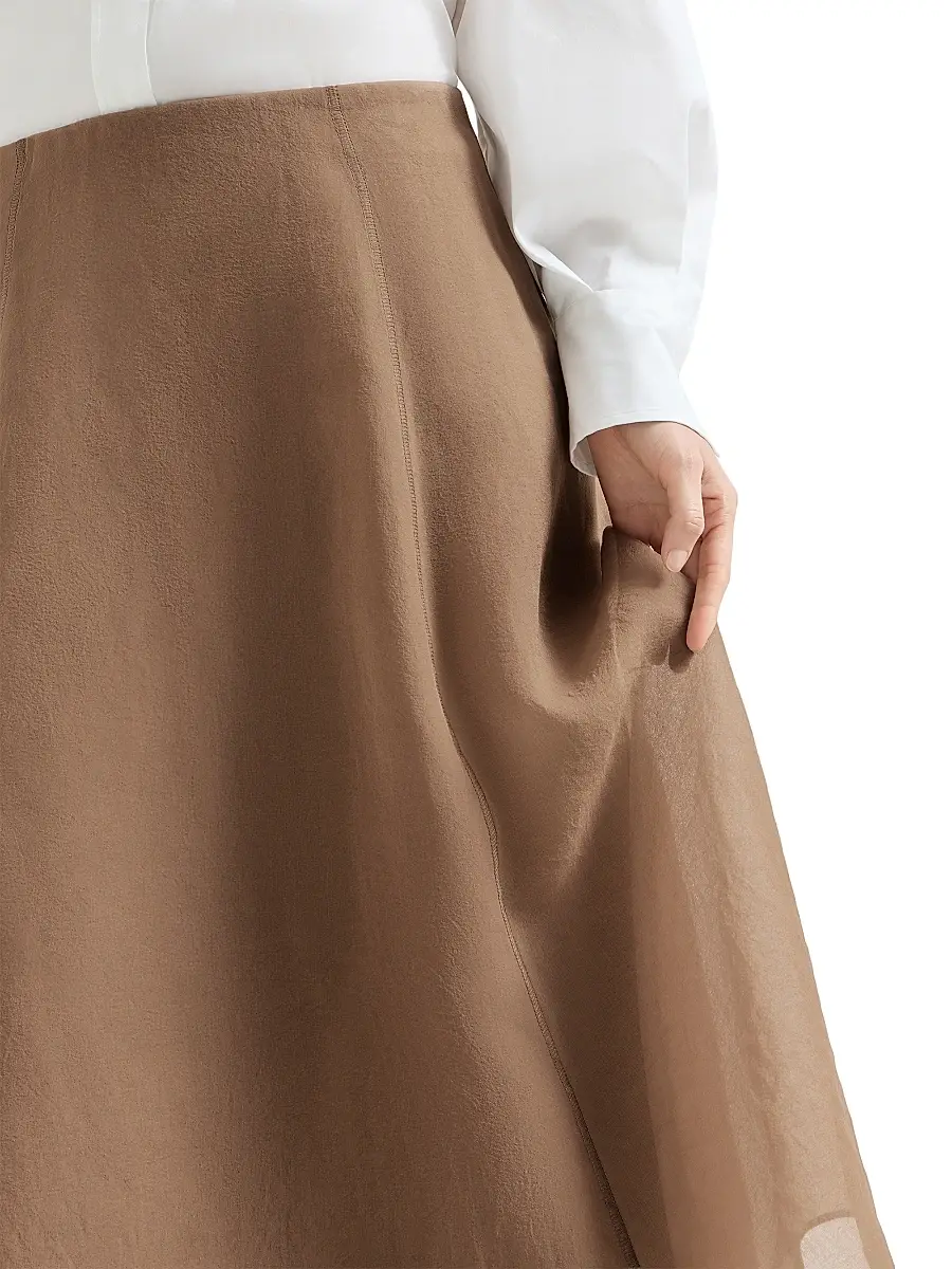Brunello Cucinelli Women's Crispy Silk Circle Skirt | Thumbnail 4 Brunello Cucinelli Women's Crispy Silk Circle Skirt | Thumbnail 4