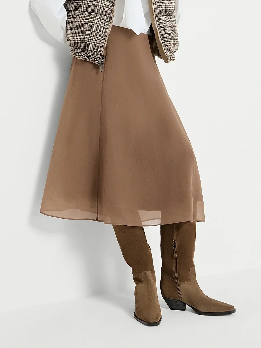 Brunello Cucinelli Women's Crispy Silk Circle Skirt | Thumbnail 5 Brunello Cucinelli Women's Crispy Silk Circle Skirt | Thumbnail 5