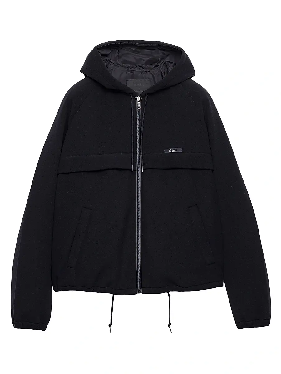 Prada Men's Hooded Technical Fabric Blouson Jacket - Black | Image 1 Prada Men's Hooded Technical Fabric Blouson Jacket - Black | Image 1