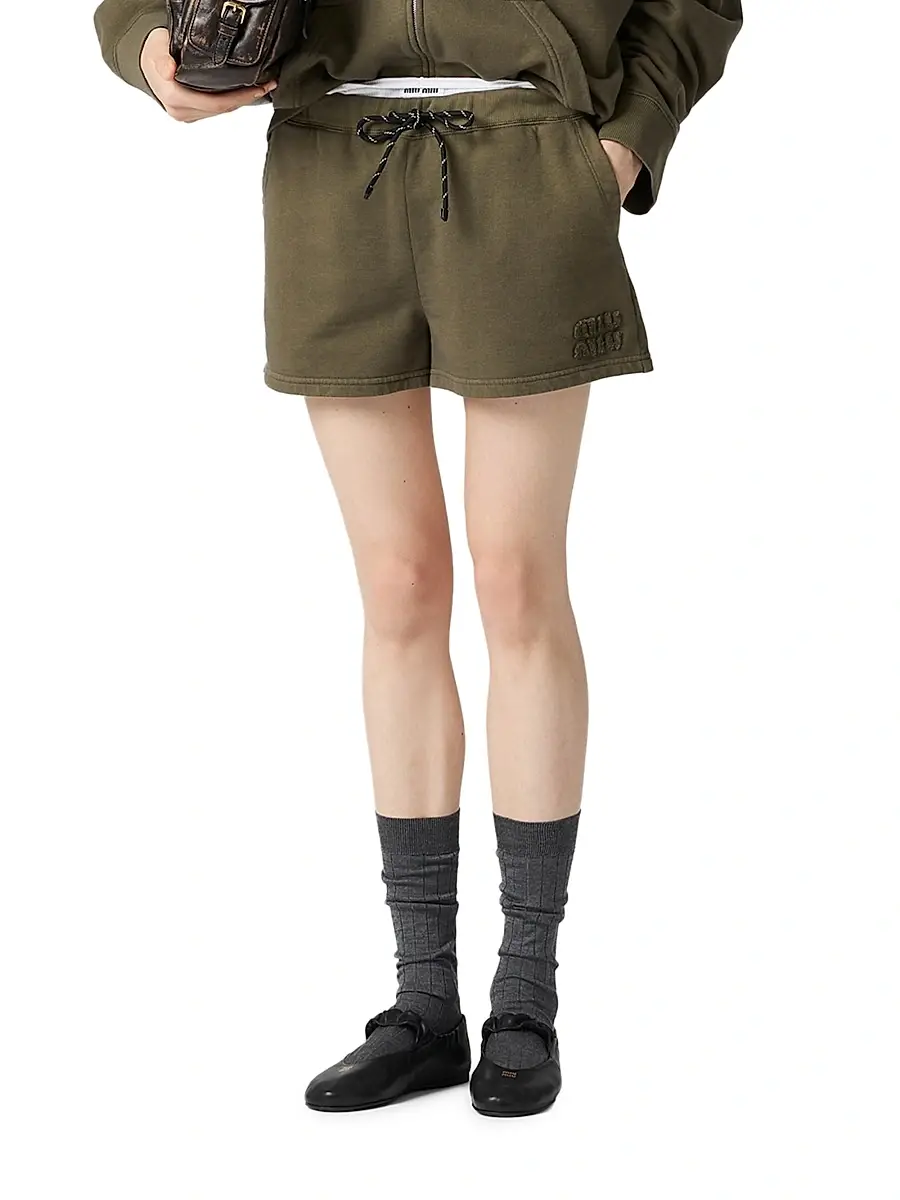 Miu Miu Women's Garment-Dyed Fleece Shorts | Thumbnail 2