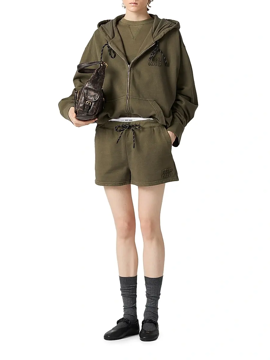 Miu Miu Women's Garment-Dyed Fleece Shorts | Thumbnail 6