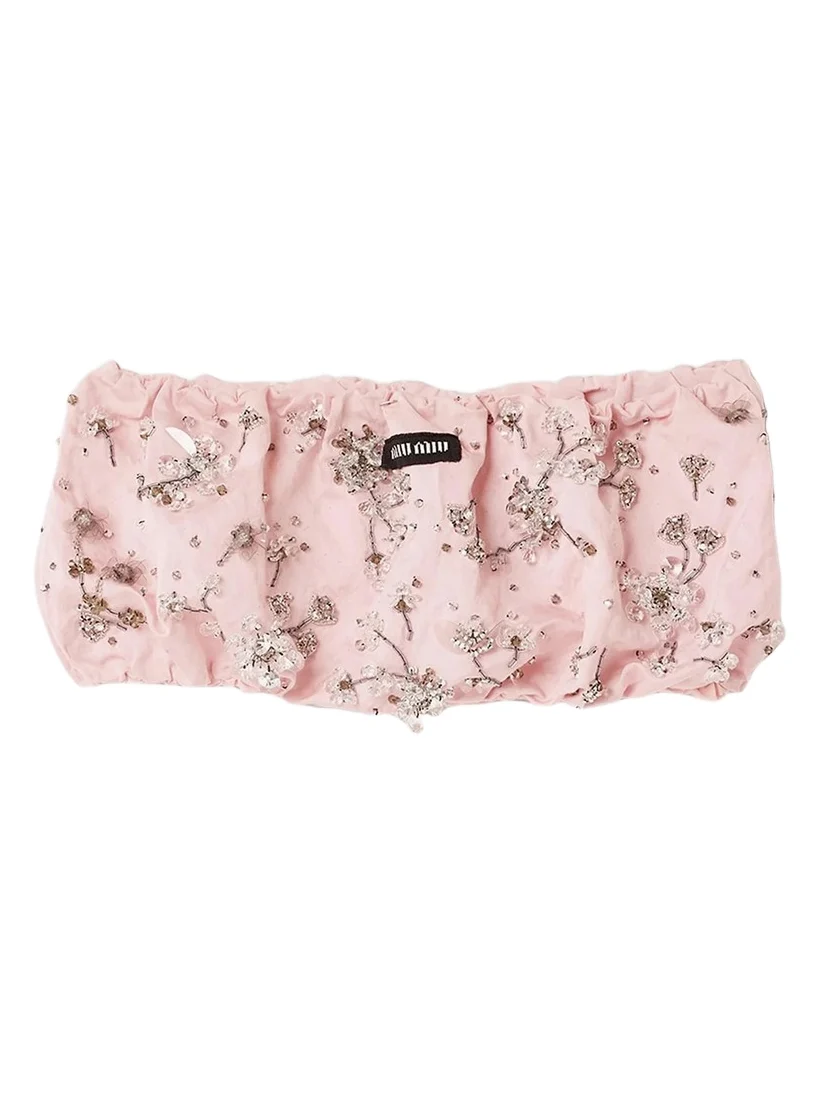 Miu Miu Women's Embroidered Duchesse Bandeau Top