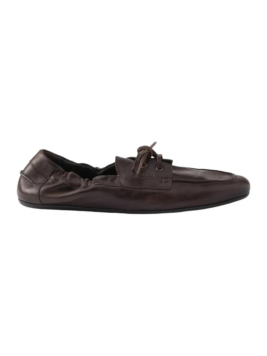 Prada Men's Shuffle Antiqued Leather Laced Shoes