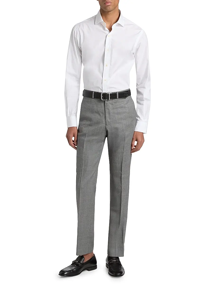 Emporio Armani Men's Textured Virgin Wool Trousers | Thumbnail 2 Emporio Armani Men's Textured Virgin Wool Trousers | Thumbnail 2