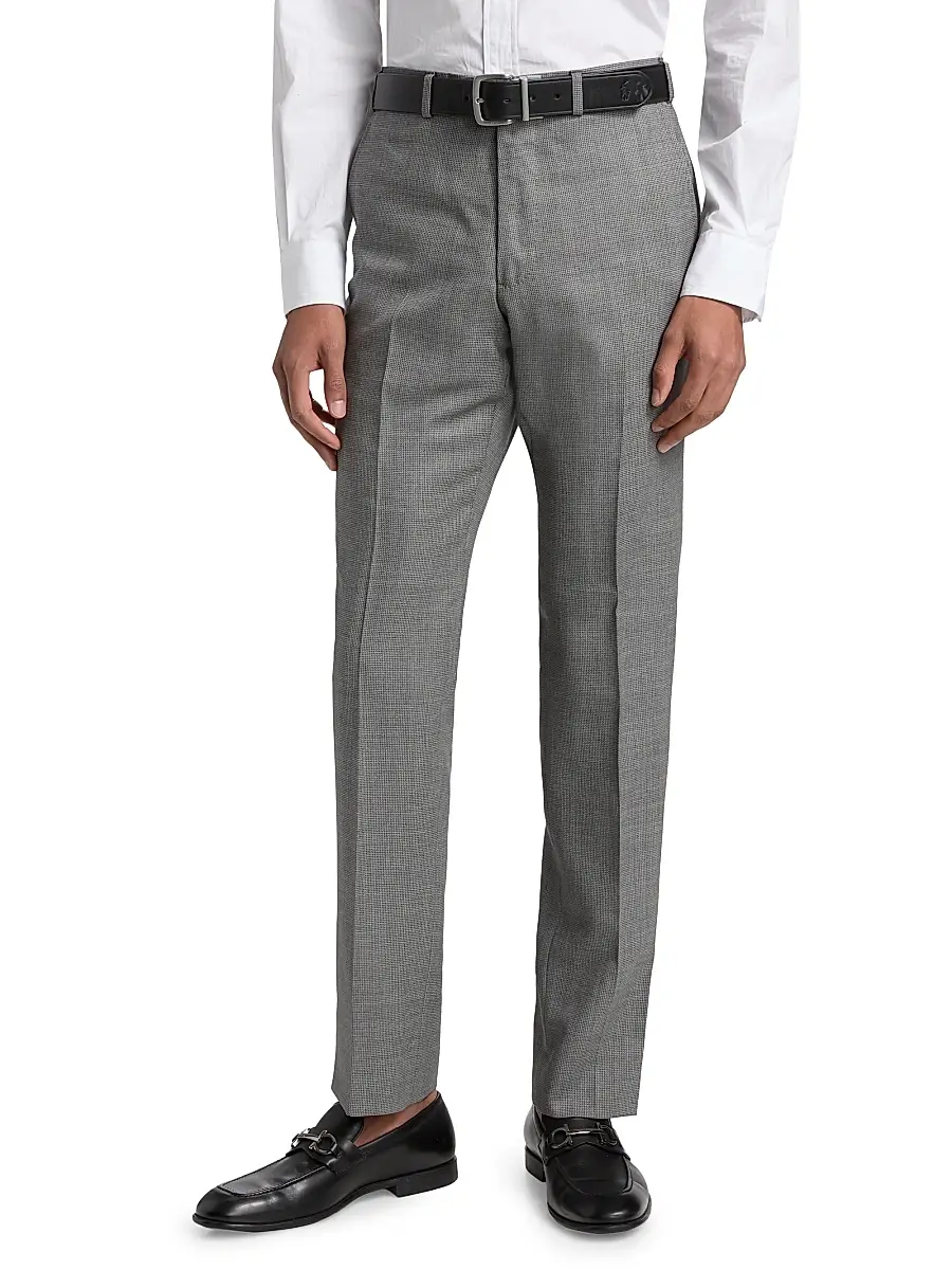 Emporio Armani Men's Textured Virgin Wool Trousers | Thumbnail 3 Emporio Armani Men's Textured Virgin Wool Trousers | Thumbnail 3