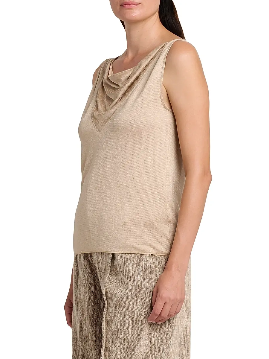 Giorgio Armani Women's Draped Jersey Cowlneck Top - Solid Medium Beige | Thumbnail 3 Giorgio Armani Women's Draped Jersey Cowlneck Top - Solid Medium Beige | Thumbnail 3