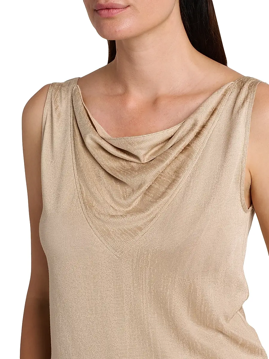Giorgio Armani Women's Draped Jersey Cowlneck Top - Solid Medium Beige | Thumbnail 5 Giorgio Armani Women's Draped Jersey Cowlneck Top - Solid Medium Beige | Thumbnail 5