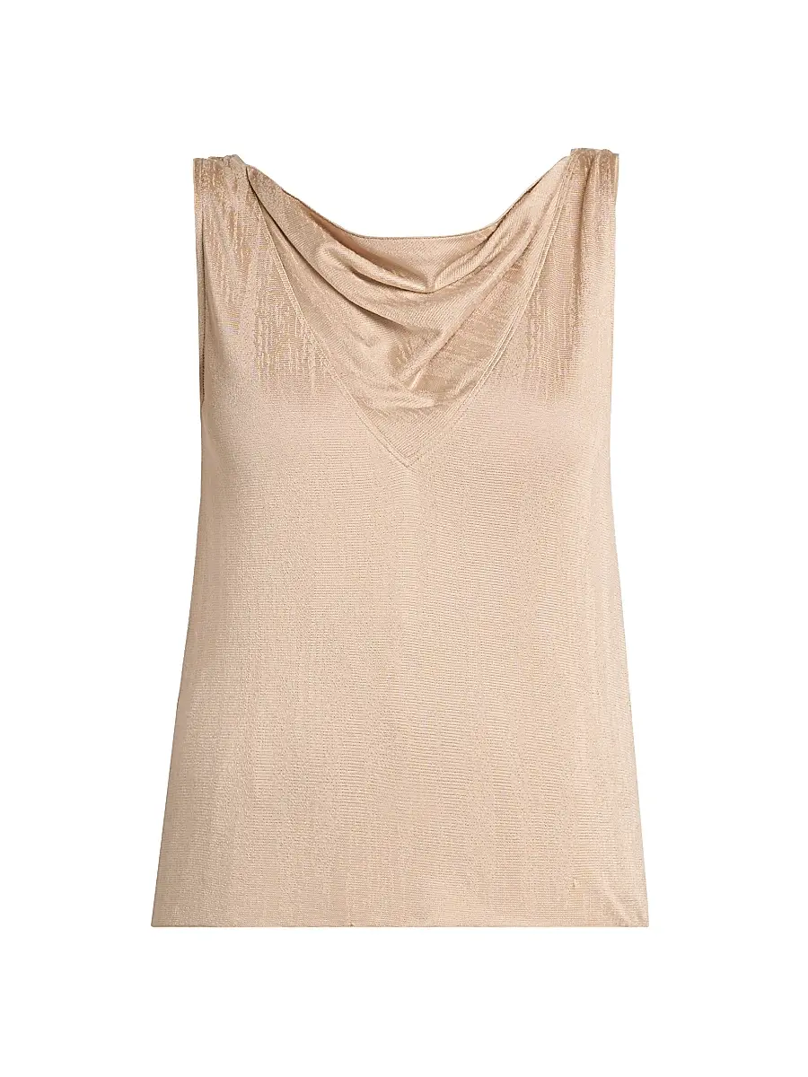 Women's Draped Jersey Cowlneck Top - Solid Medium Beige Women's Draped Jersey Cowlneck Top - Solid Medium Beige