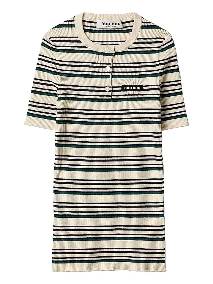 Miu Miu Women's Cotton Knit Henley Shirt
