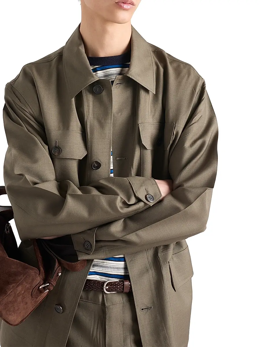 Prada Men's Mohair and Wool Safari Jacket | Thumbnail 2 Prada Men's Mohair and Wool Safari Jacket | Thumbnail 2