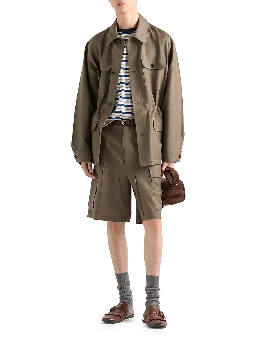 Prada Men's Mohair and Wool Safari Jacket | Thumbnail 6 Prada Men's Mohair and Wool Safari Jacket | Thumbnail 6