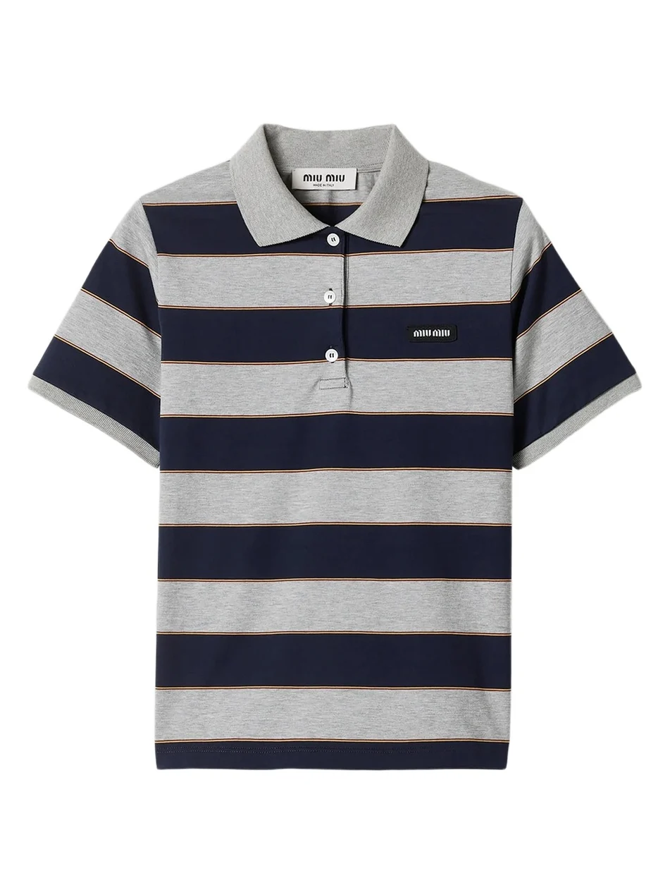 Women's Striped Jersey Polo Shirt Women's Striped Jersey Polo Shirt