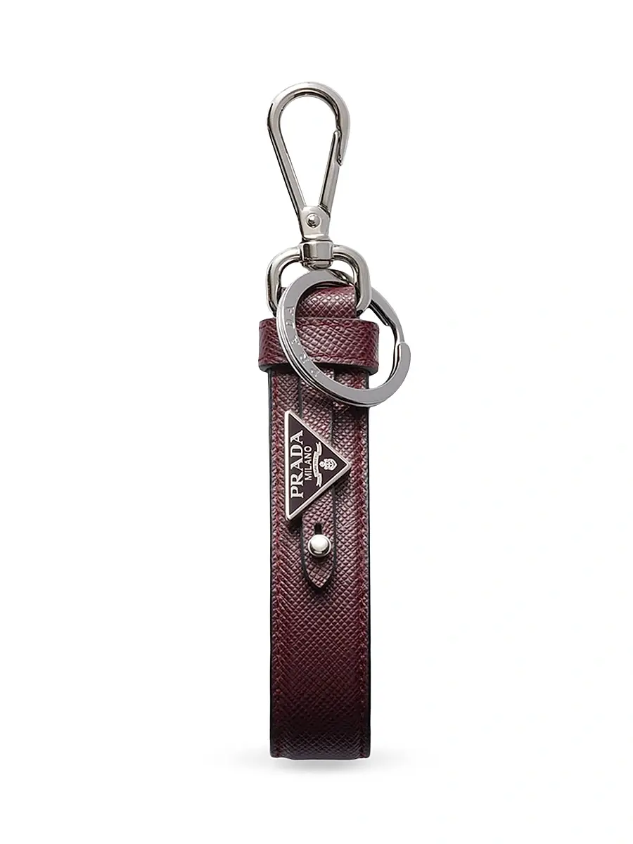 Prada Men's Saffiano Leather Keychain - Dark Red | Image 1 Prada Men's Saffiano Leather Keychain - Dark Red | Image 1