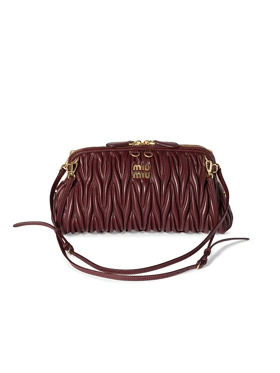 Miu Miu Women's Matelassé Nappa Leather Shoulder Bag - Dark Red | Image 1 Miu Miu Women's Matelassé Nappa Leather Shoulder Bag - Dark Red | Image 1